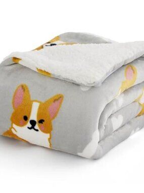 Corgi Throw Blanket Soft Plush Cozy Warm Fleece Blanket 50x60 Animal Print